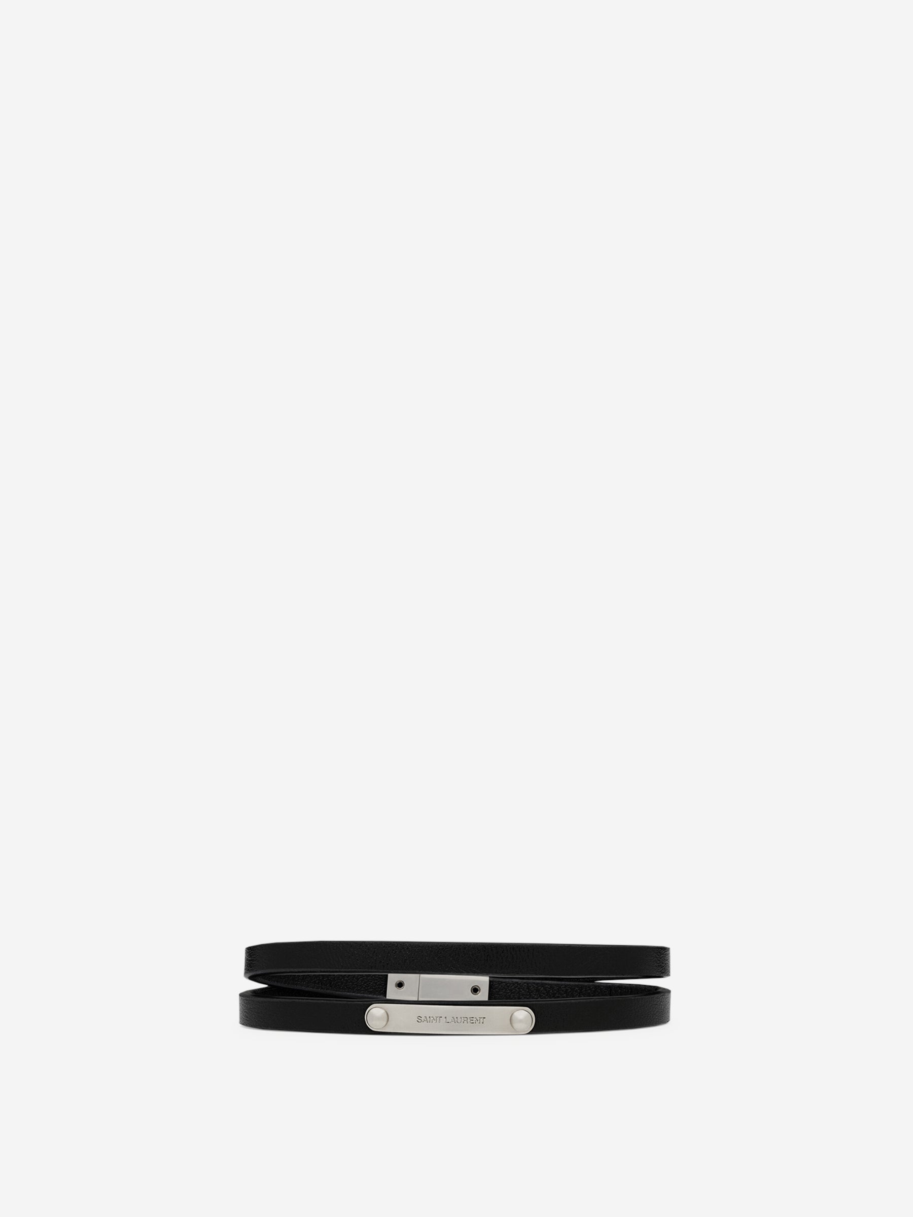 Saint Laurent Pulsera de dos vueltas de piel color Negro sku 682-000792 01 - Foto 1