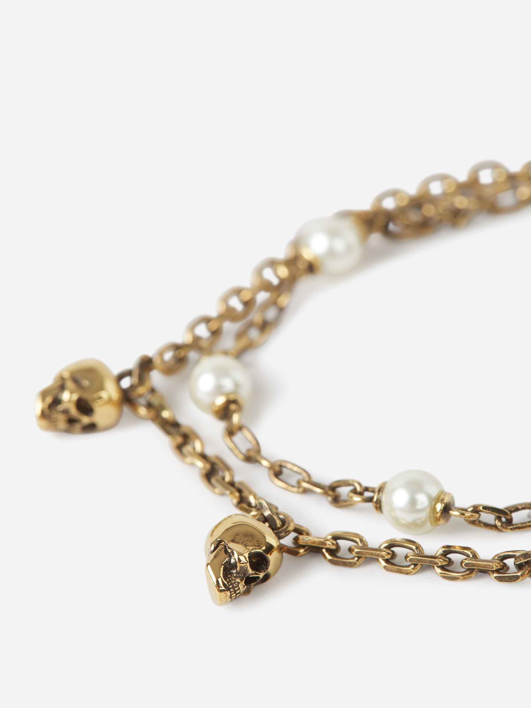 Alexander McQueen Brazalete Pearl Skull Chain color Dorado sku 850-001758 01 - Foto 2