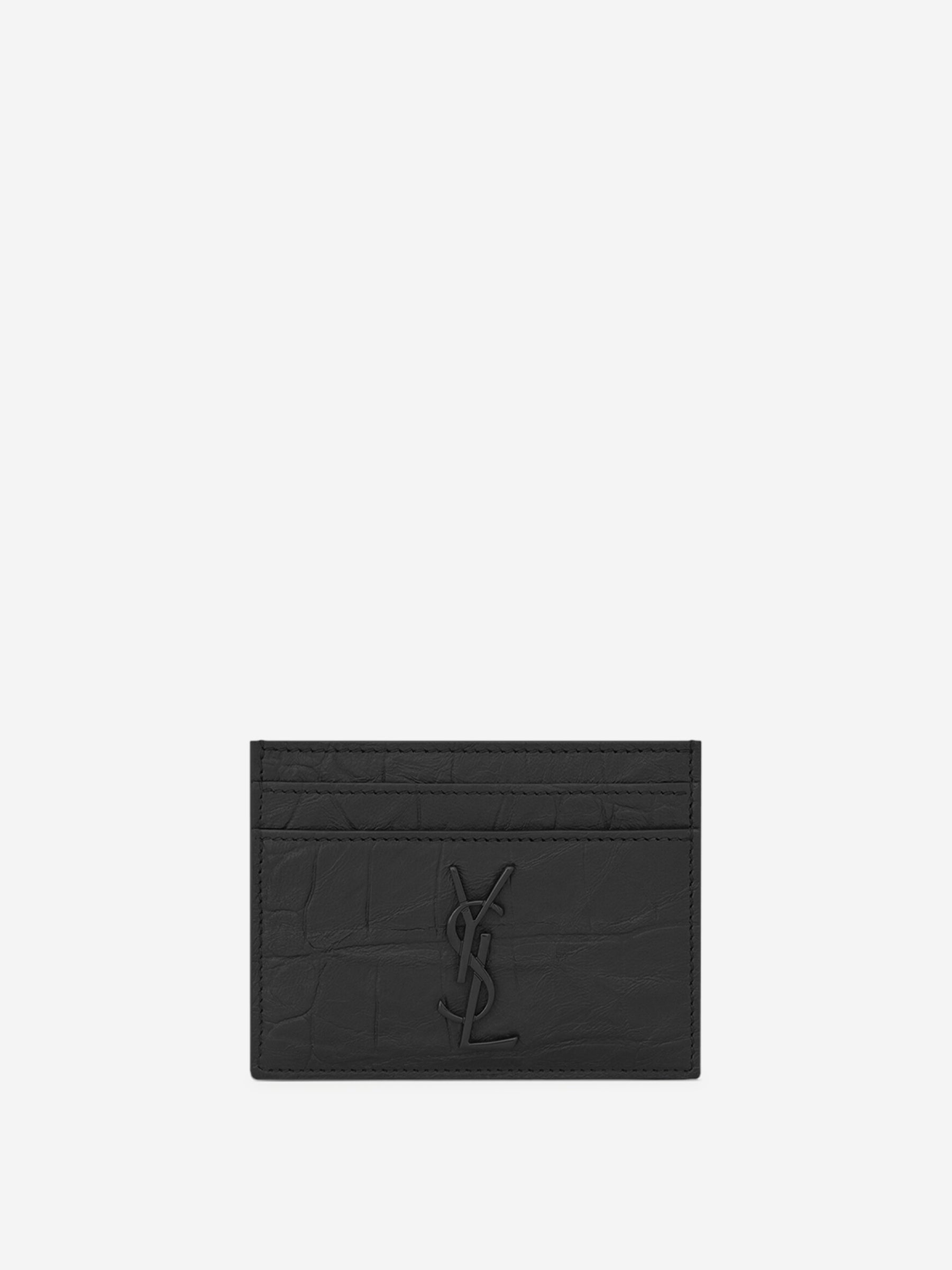 Saint Laurent Tarjetero Piel Logo color Negro sku 691-001371 01 - Foto 1