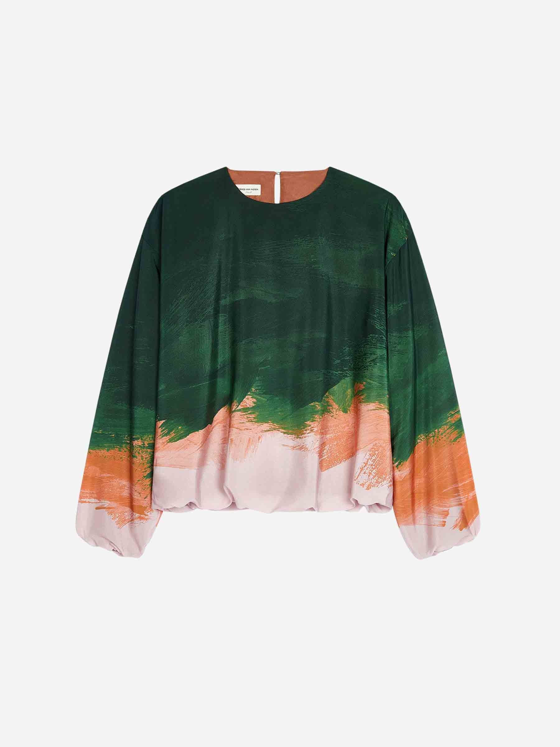 Dries Van Noten Blusa Coocon Seda color Verde Oscuro sku 701-002147 01 - Foto 1