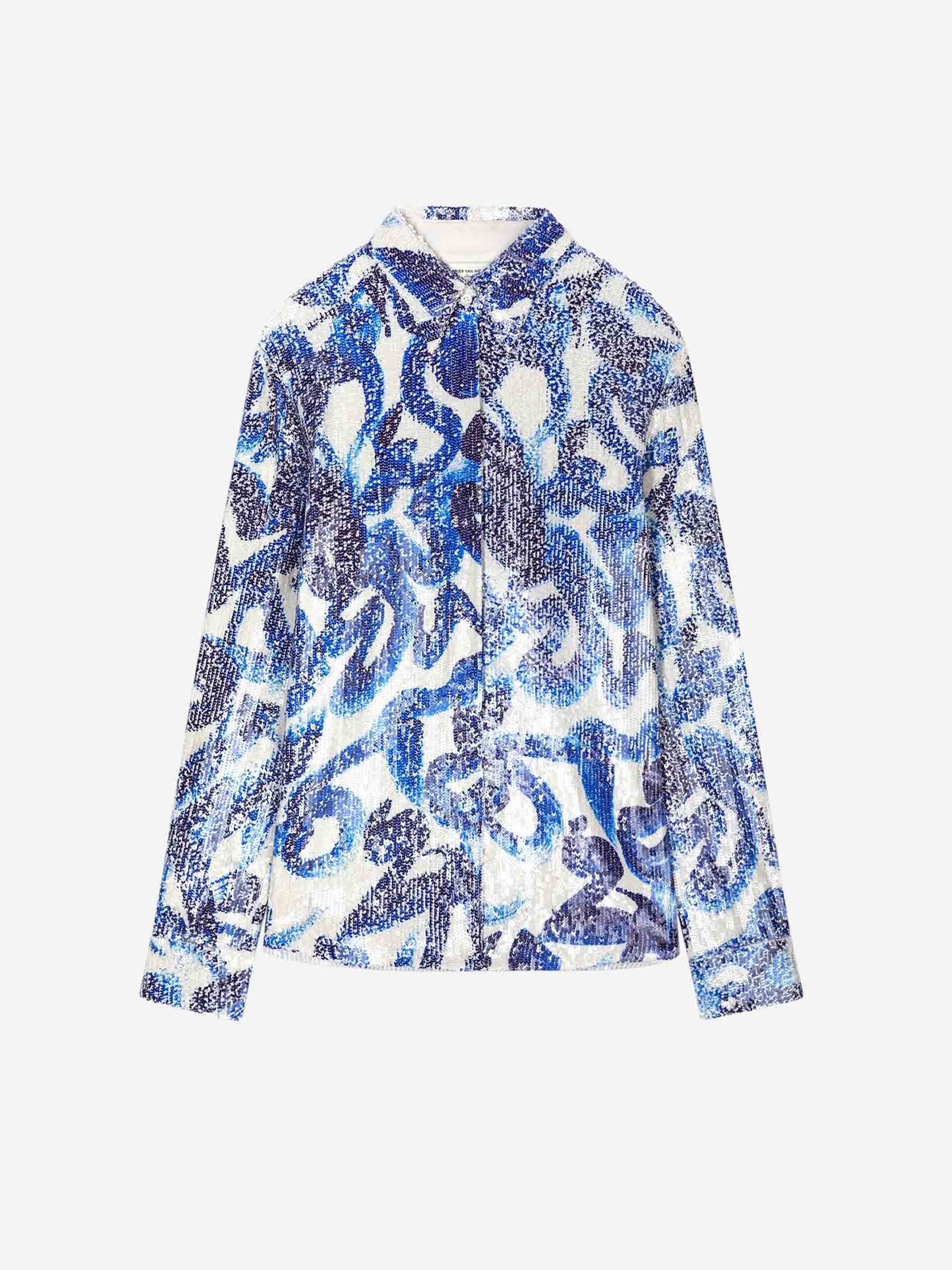 Dries Van Noten Blusa con Lentejuelas color Azul Cobalto sku 701-002148 01 - Foto 1