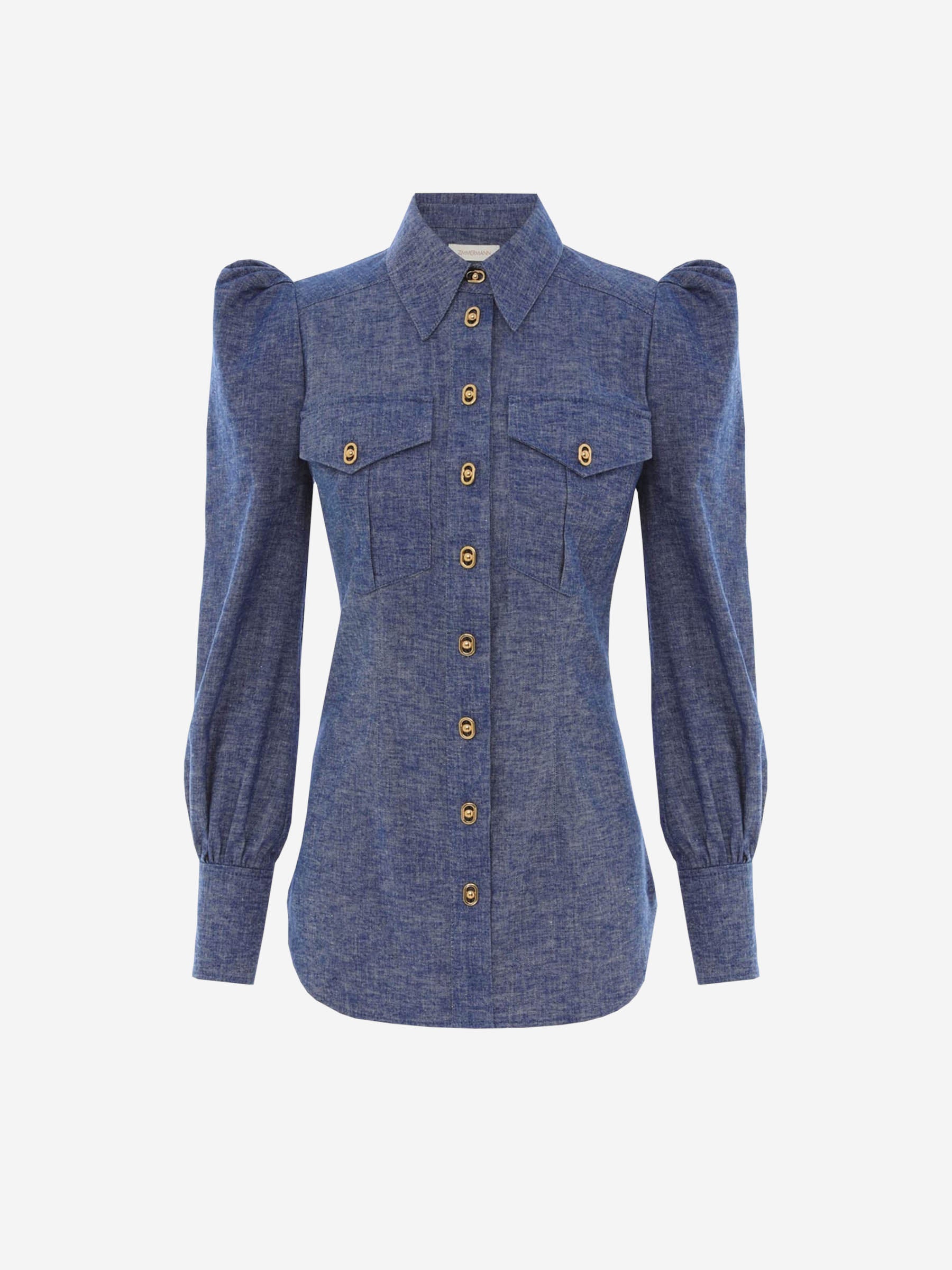 Zimmermann Blusa Eden Chambray color Azul Denim Oscuro sku 701-002154 00 - Foto 1