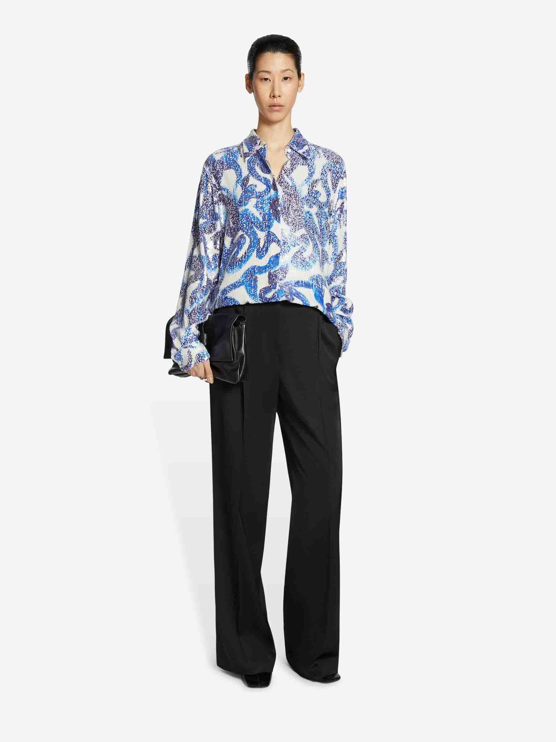 Dries Van Noten Blusa con Lentejuelas color Azul Cobalto sku 701-002148 01 - Foto 2