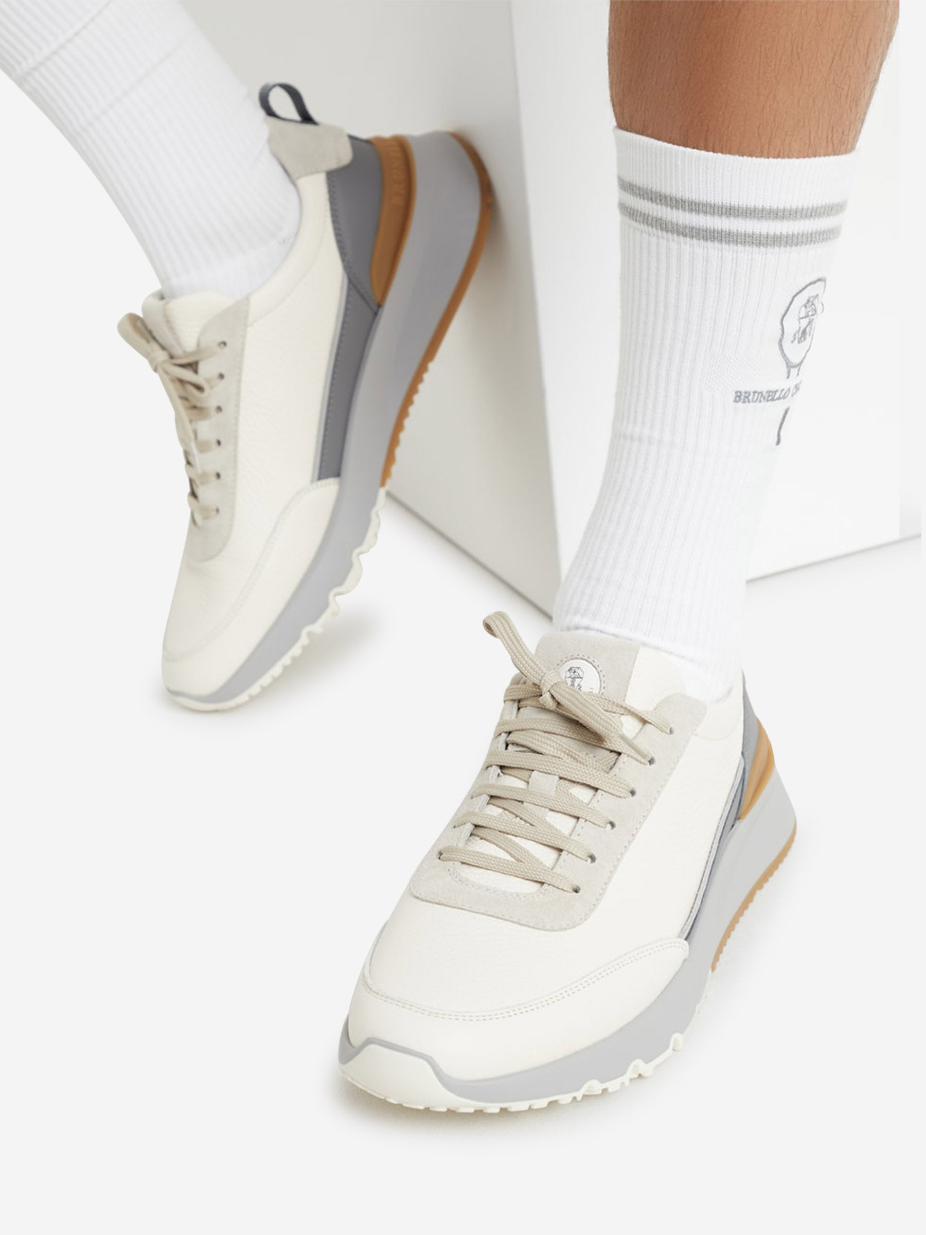 Brunello Cucinelli Sneakers de piel color Blanco sku 616-002858 01 - Foto 4