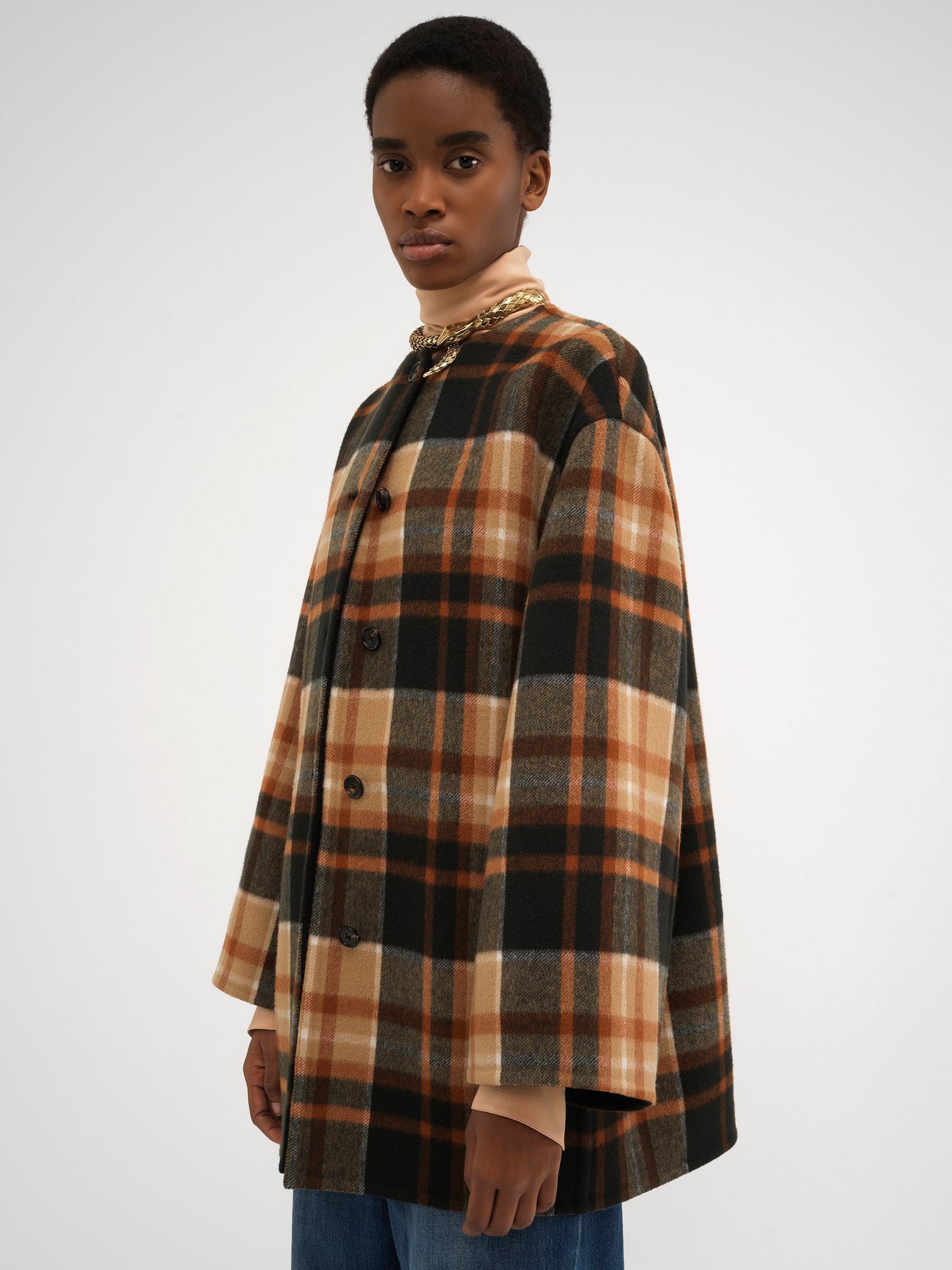 Chloe Checked Wool Coat Mujer 772 001390 01