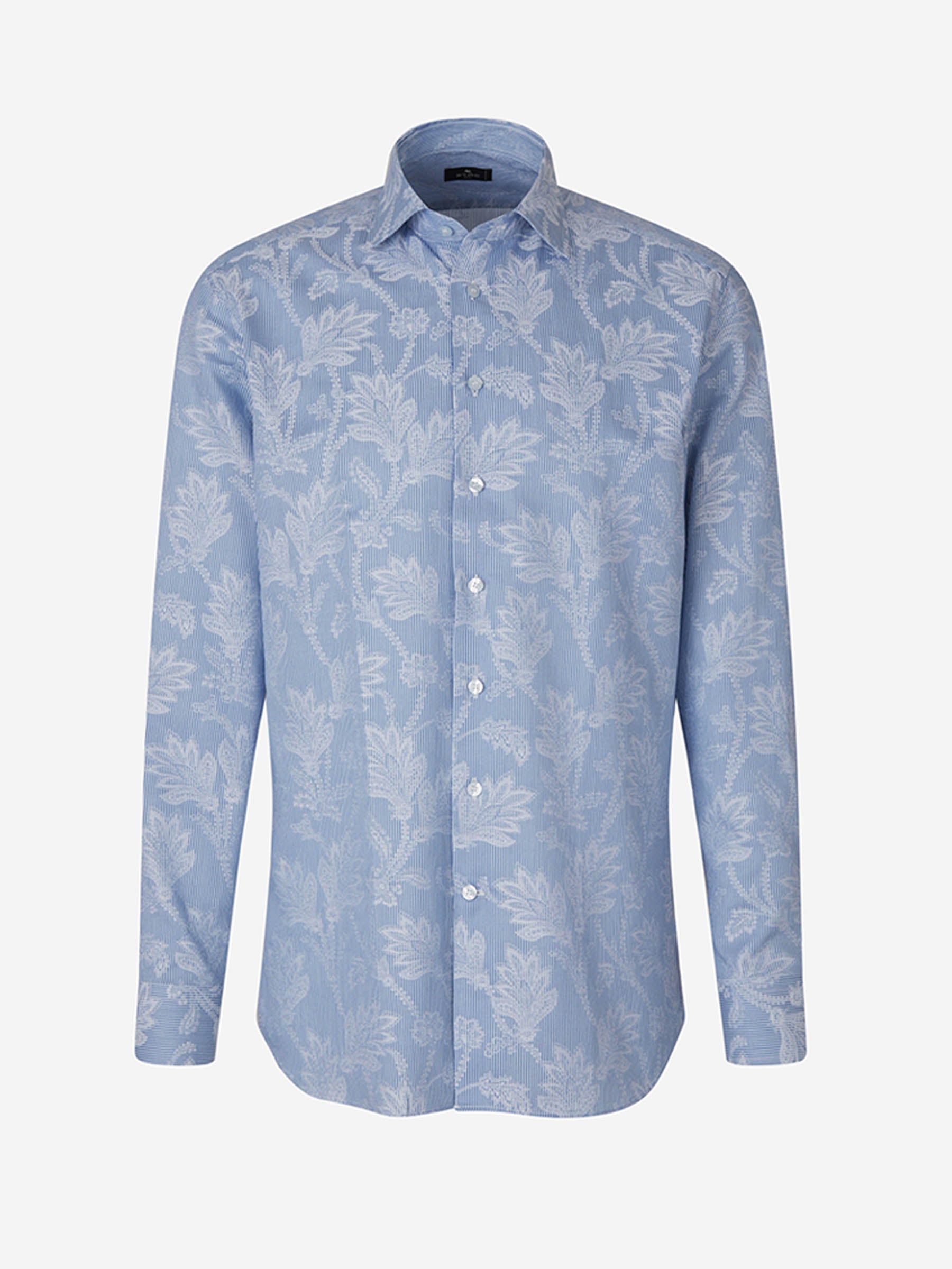 Etro Camisa Algodón de rayas con motivo floral color Azul sku 531-006265 01 - Foto 1