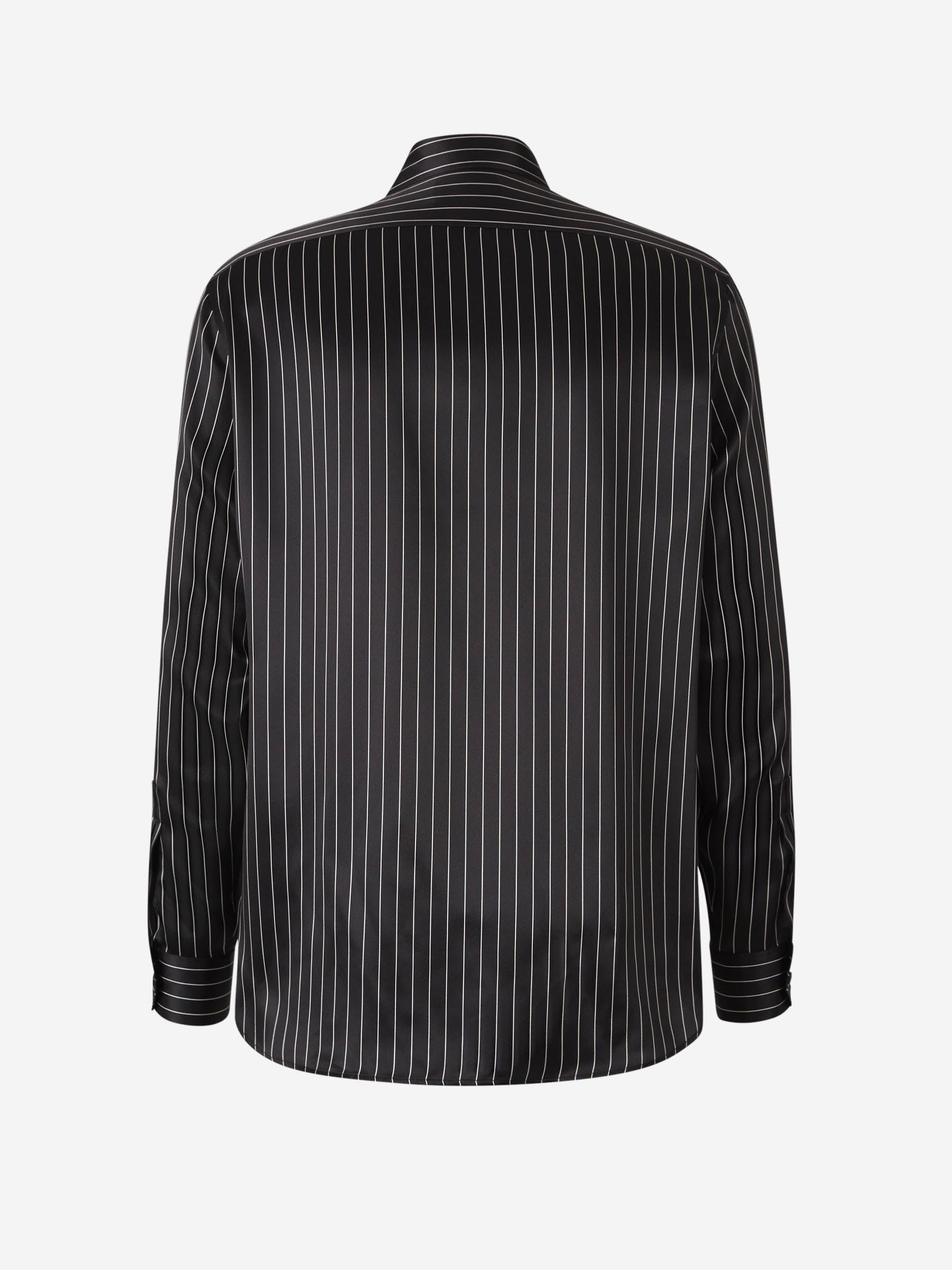 Saint Laurent Camisa Motivo Rayas Seda color Negro sku 531-006350 01 - Foto 2