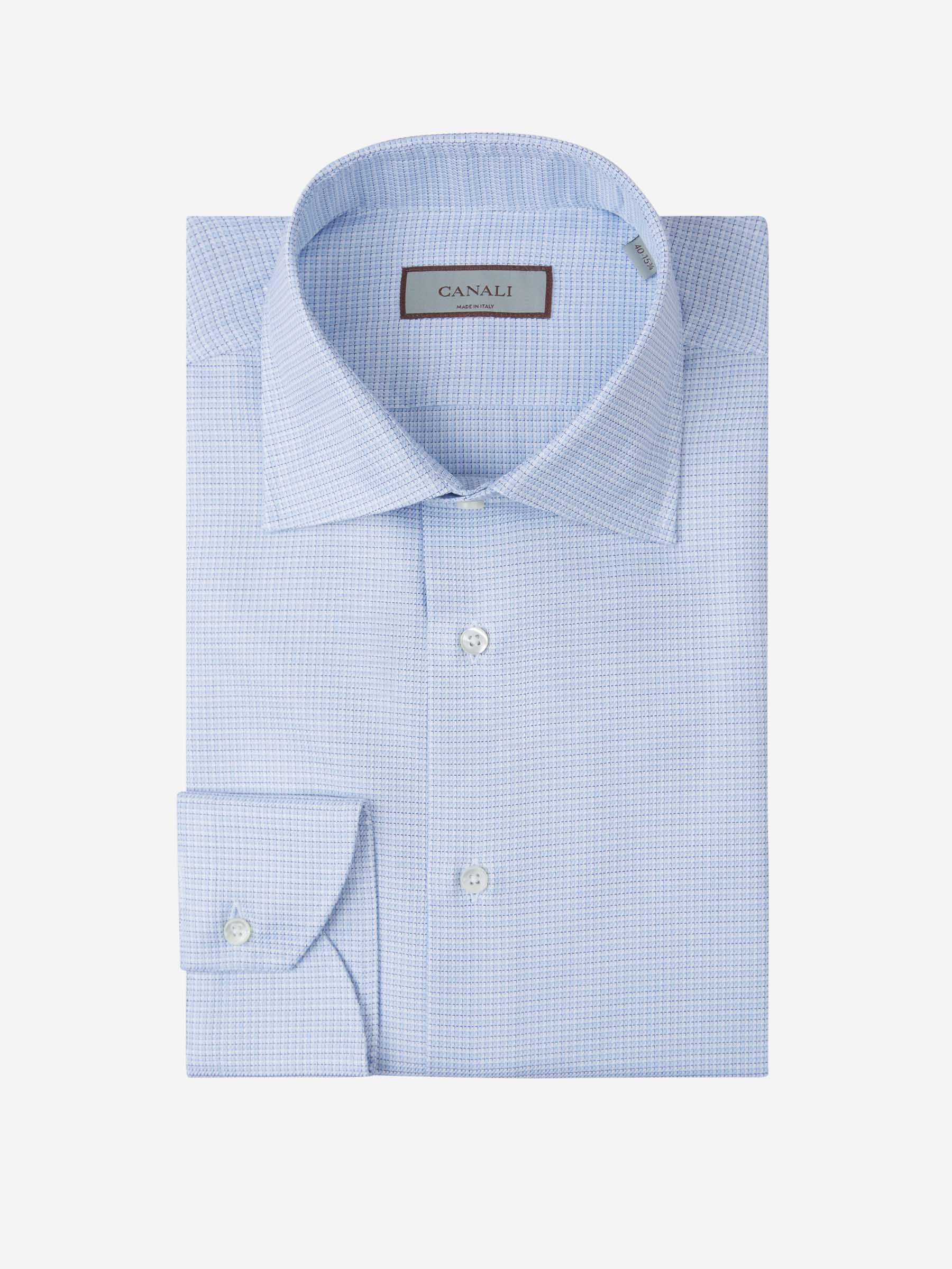 Canali Camisa Motivo Cuadros color Azul Celeste sku 401-003132 01 - Foto 1