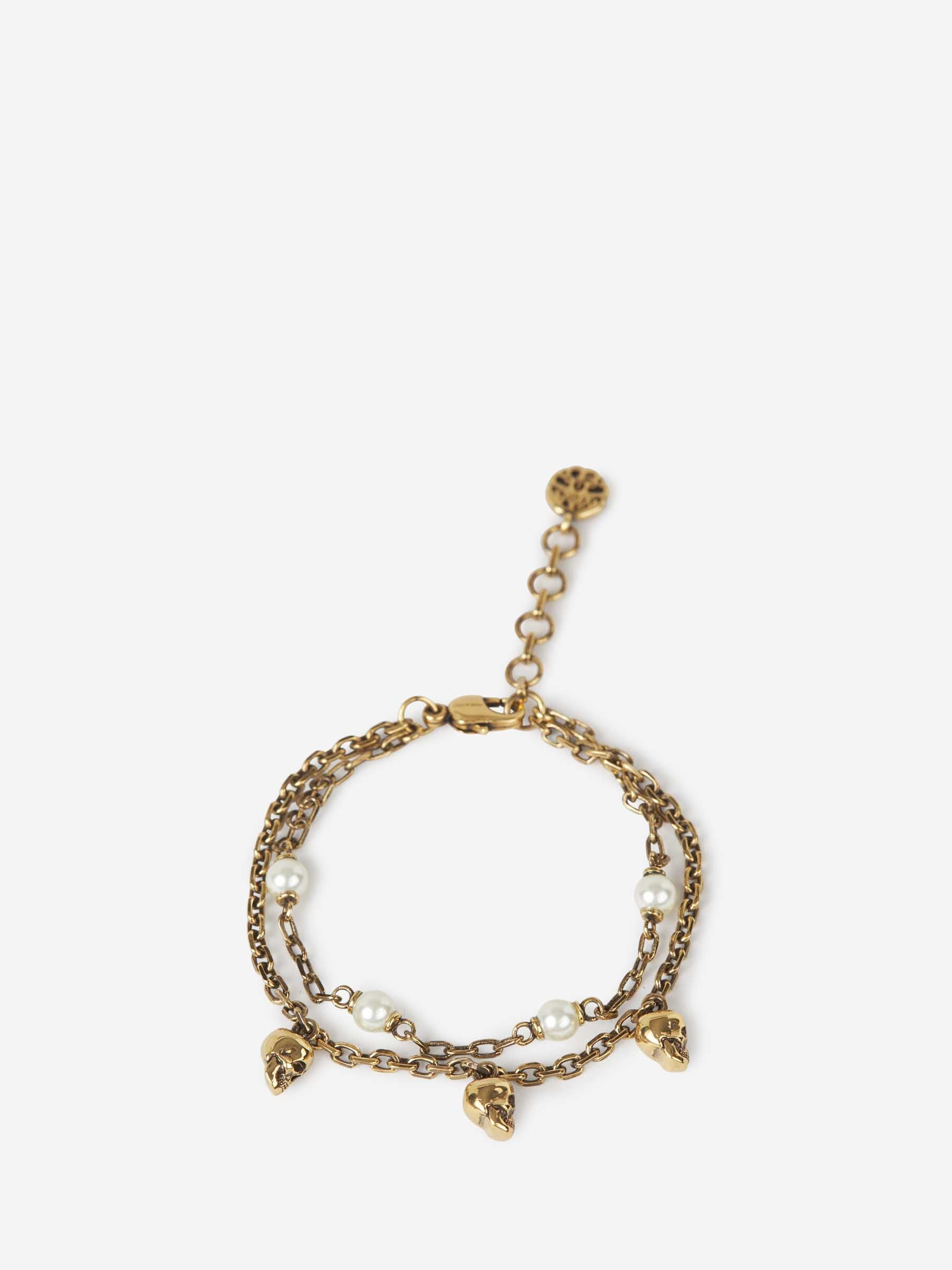 Alexander McQueen Brazalete Pearl Skull Chain color Dorado sku 850-001758 01 - Foto 1