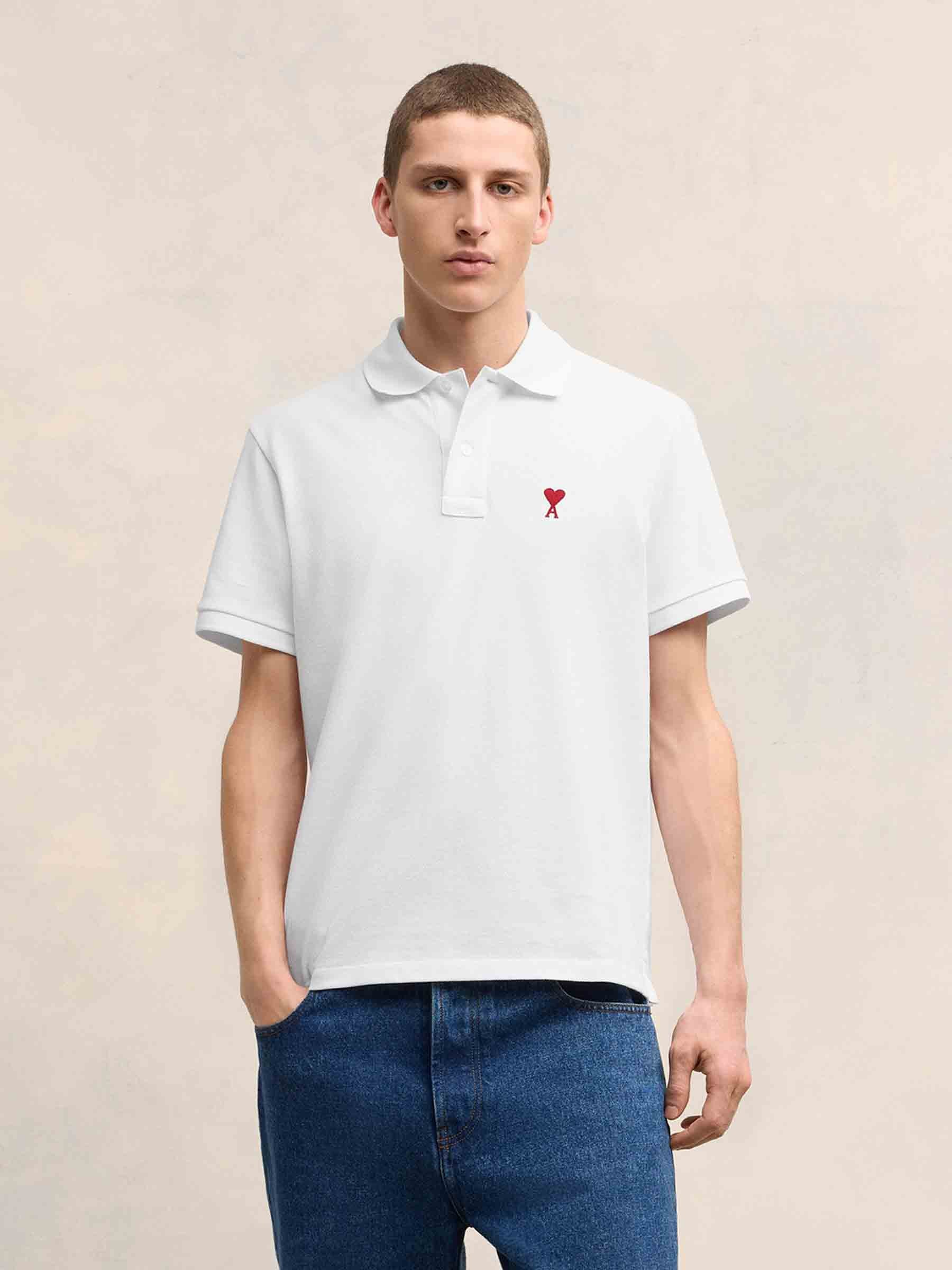 Ami Paris Camisa Polo Algodón color Blanco sku 552-001526 02 - Foto 2