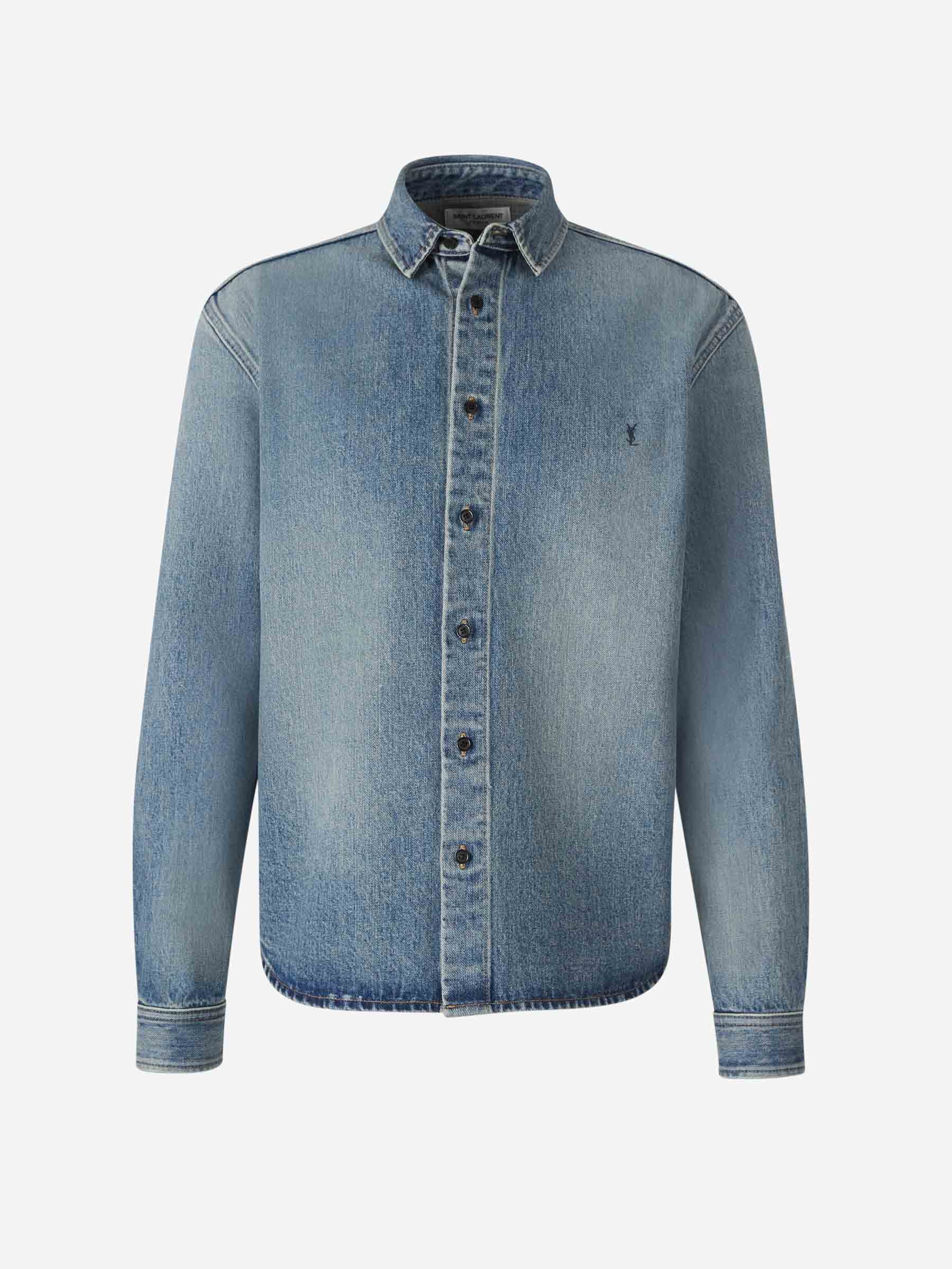 Saint Laurent Sobrecamisa Denim Logo color Azul Denim Oscuro sku 531-006351 01 - Foto 1