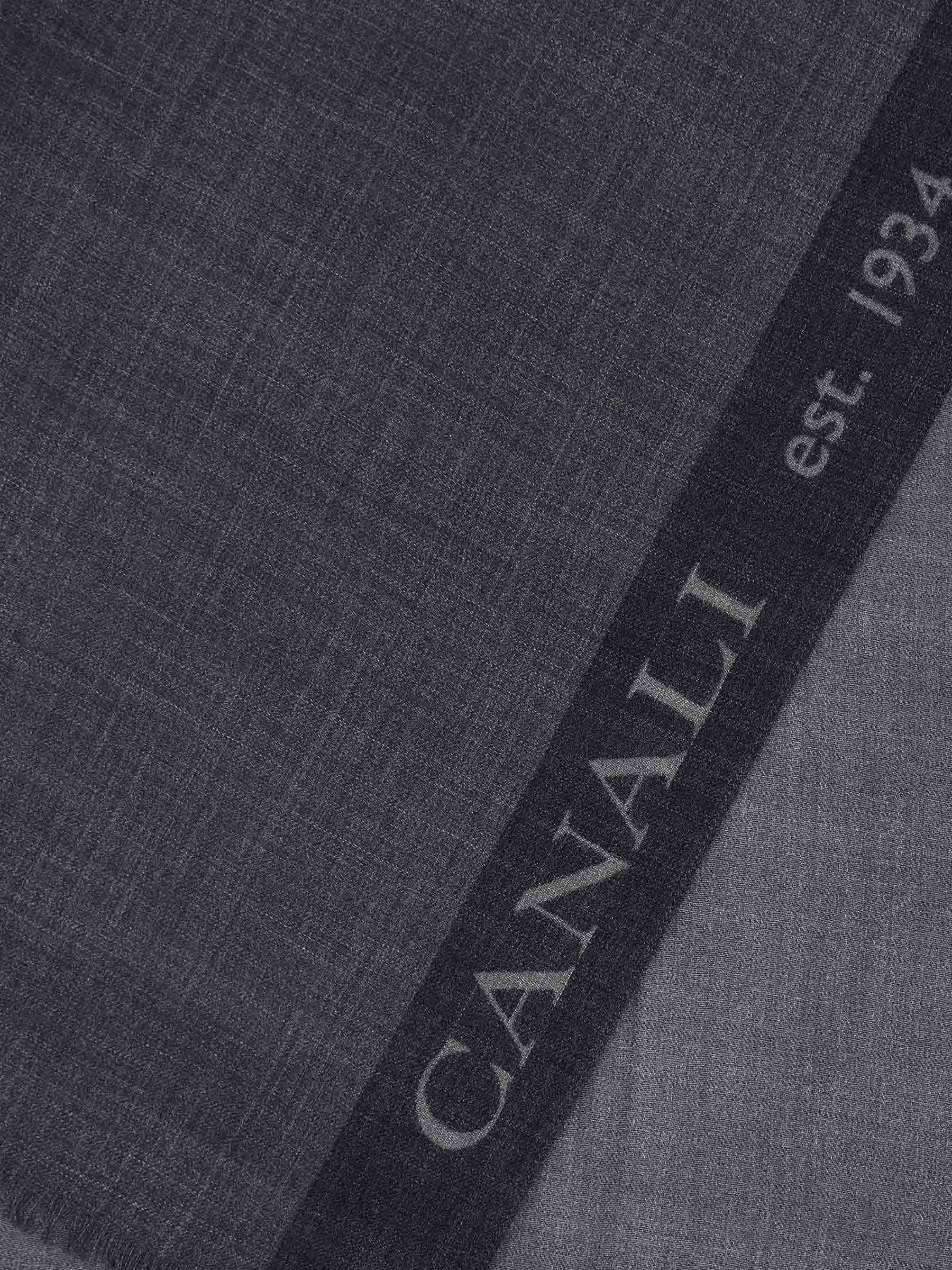 Canali Bufanda Logo Lana color Gris Antracita sku 630-001458 01 - Foto 2