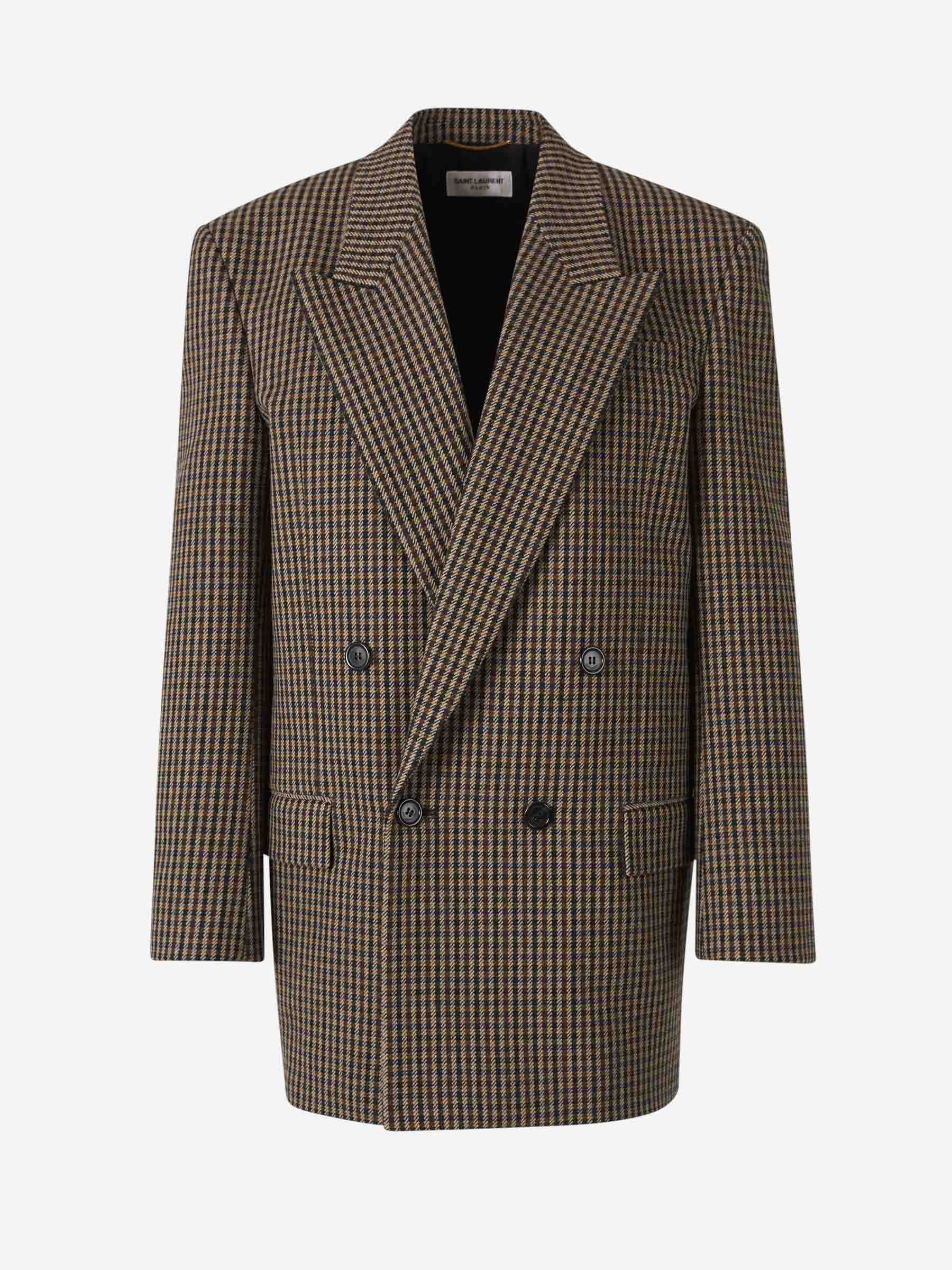 Saint Laurent Blazer Motivo Vichy color Marrón sku 741-002189 01 - Foto 1