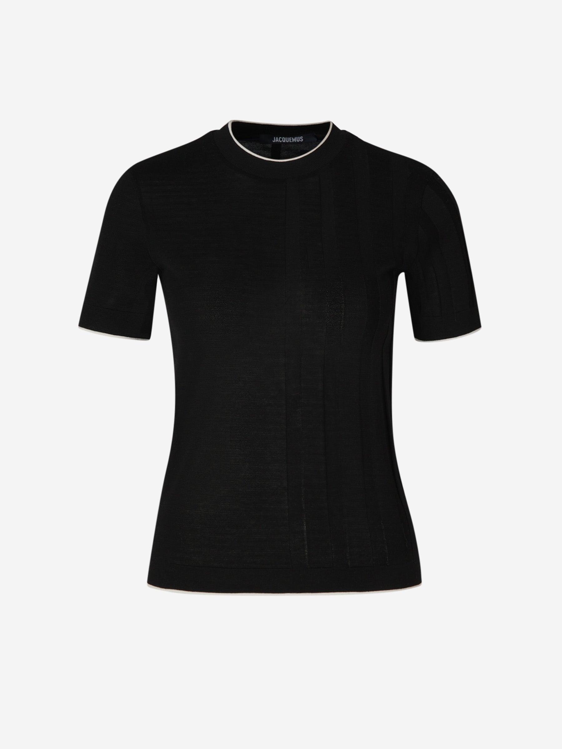 Jacquemus Camiseta Le T-Shirt Tricot color Blanco y Negro sku 782-001609 01 - Foto 1