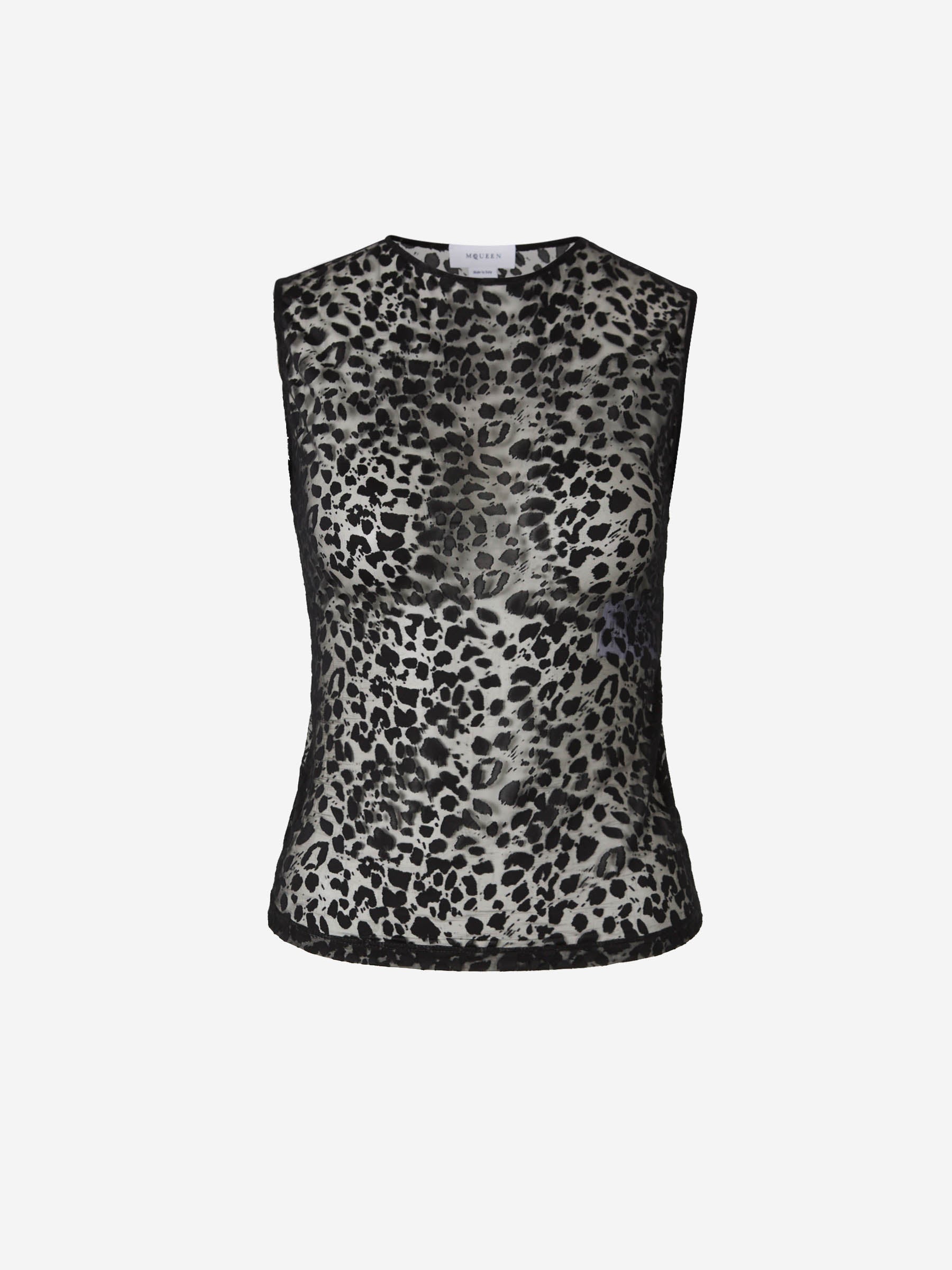 Alexander McQueen Top Motivo Leopardo color Negro sku 703-002261 01 - Foto 1