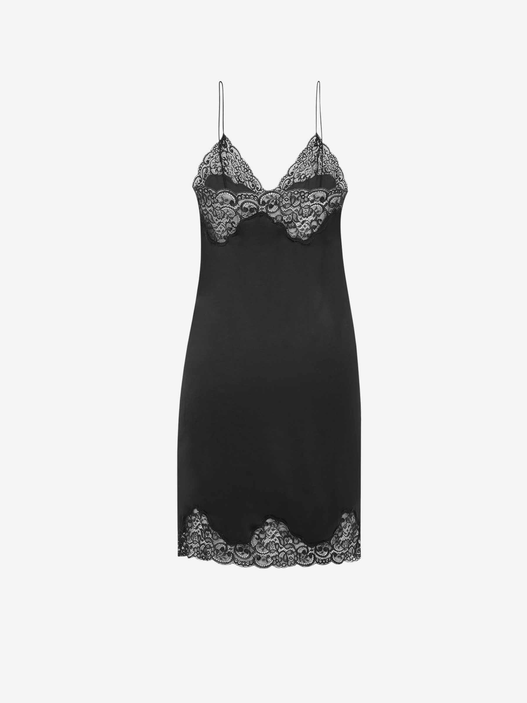 Saint Laurent Vestido Mini Lencero color Negro sku 731-005959 01 - Foto 1