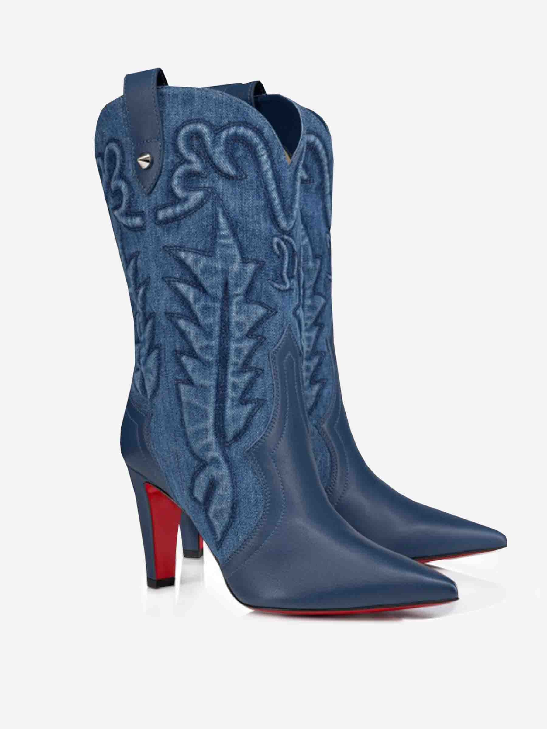 Christian Louboutin Botas Cowboy Santiabooty color Azul Denim Oscuro sku 805-000753 01 - Foto 1