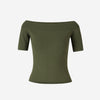 Alexander McQueen Top Punto Bardot color Verde Militar sku 703-002213 01 - Foto 1