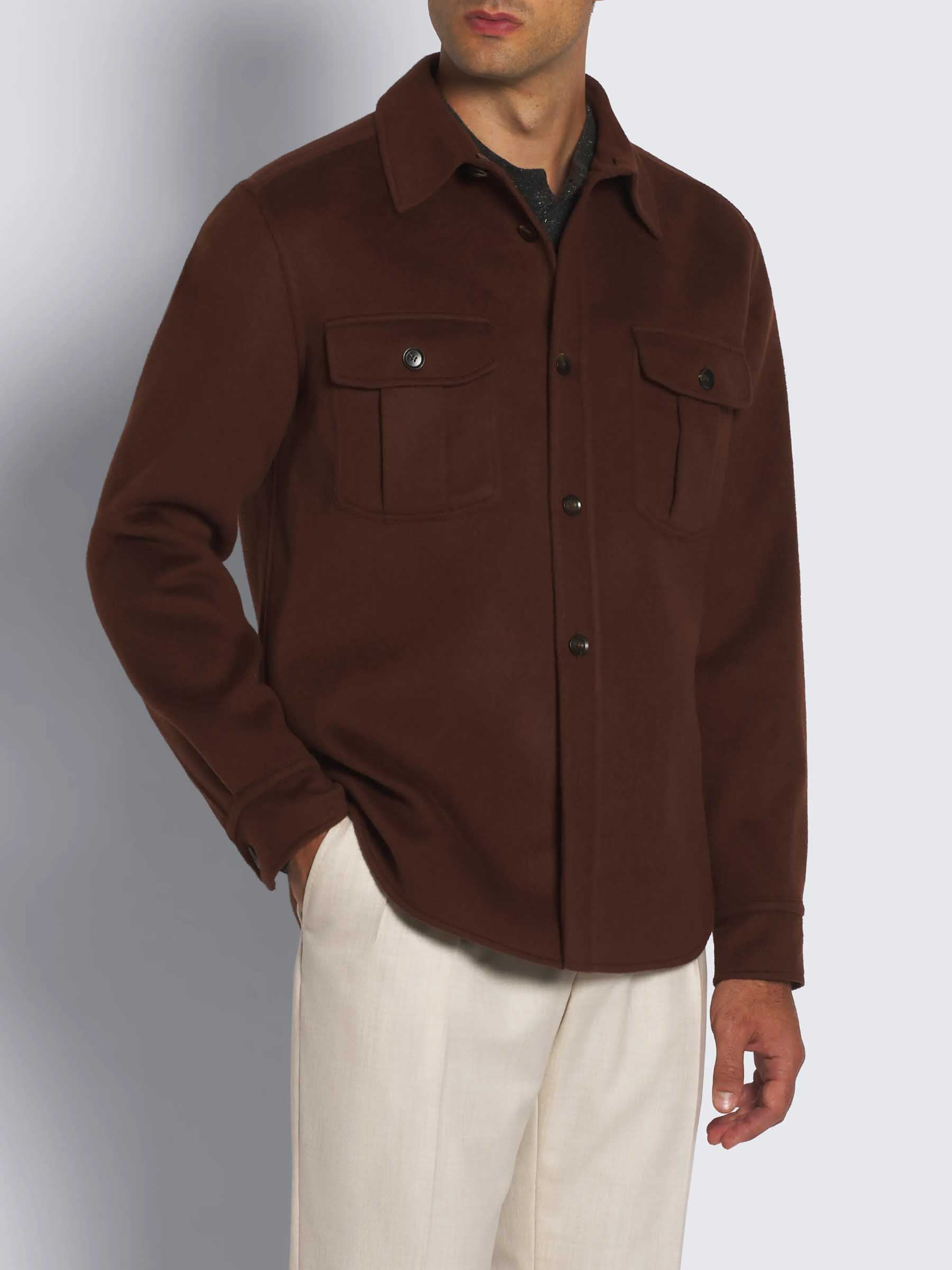 Brioni Abrigo Vagabond Lana y Cashmere color Marron Oscuro sku 502-001589 01 - Foto 2