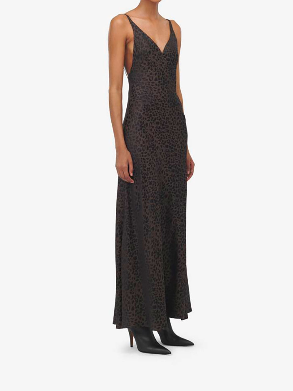 Alexander McQueen Vestido Maxi Motivo Leopardo color Negro sku 721-000332 01 - Foto 5