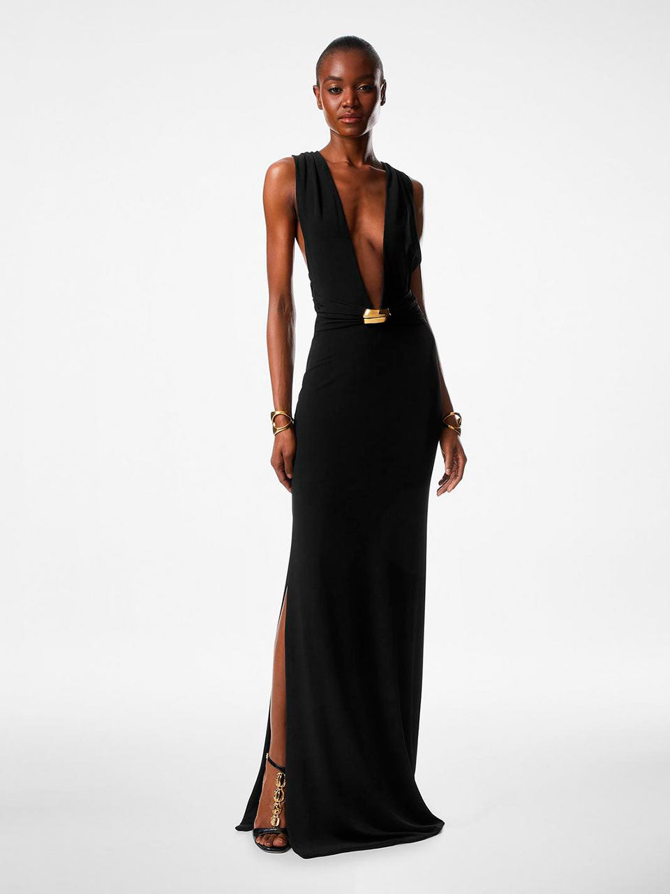 Tom Ford Vestido Maxi Plunging V-Neck color Negro sku 732-001346 01 - Foto 1