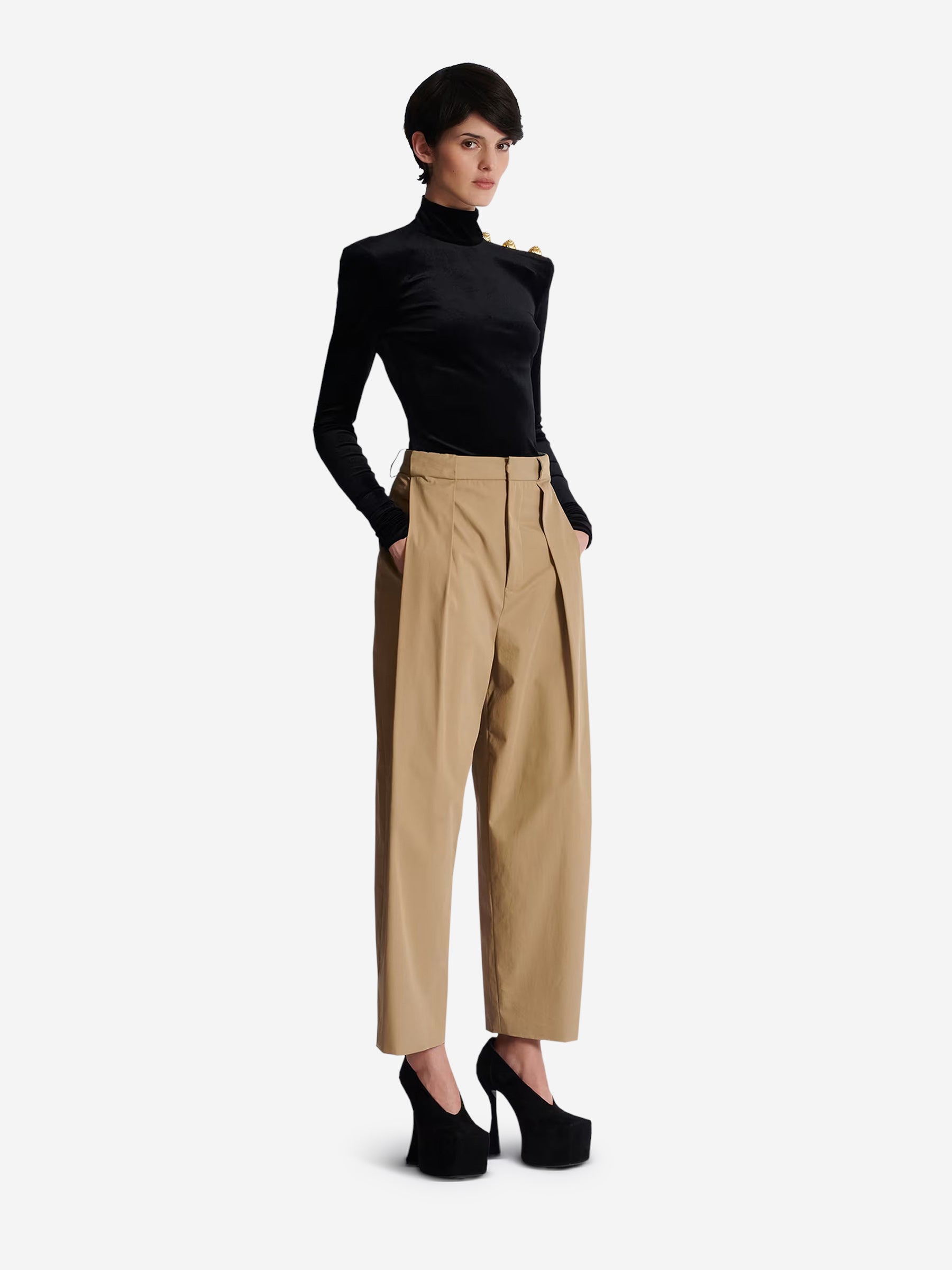 Balmain Pantalones Plisado Algodón color Beige sku 761-003627 01 - Foto 2