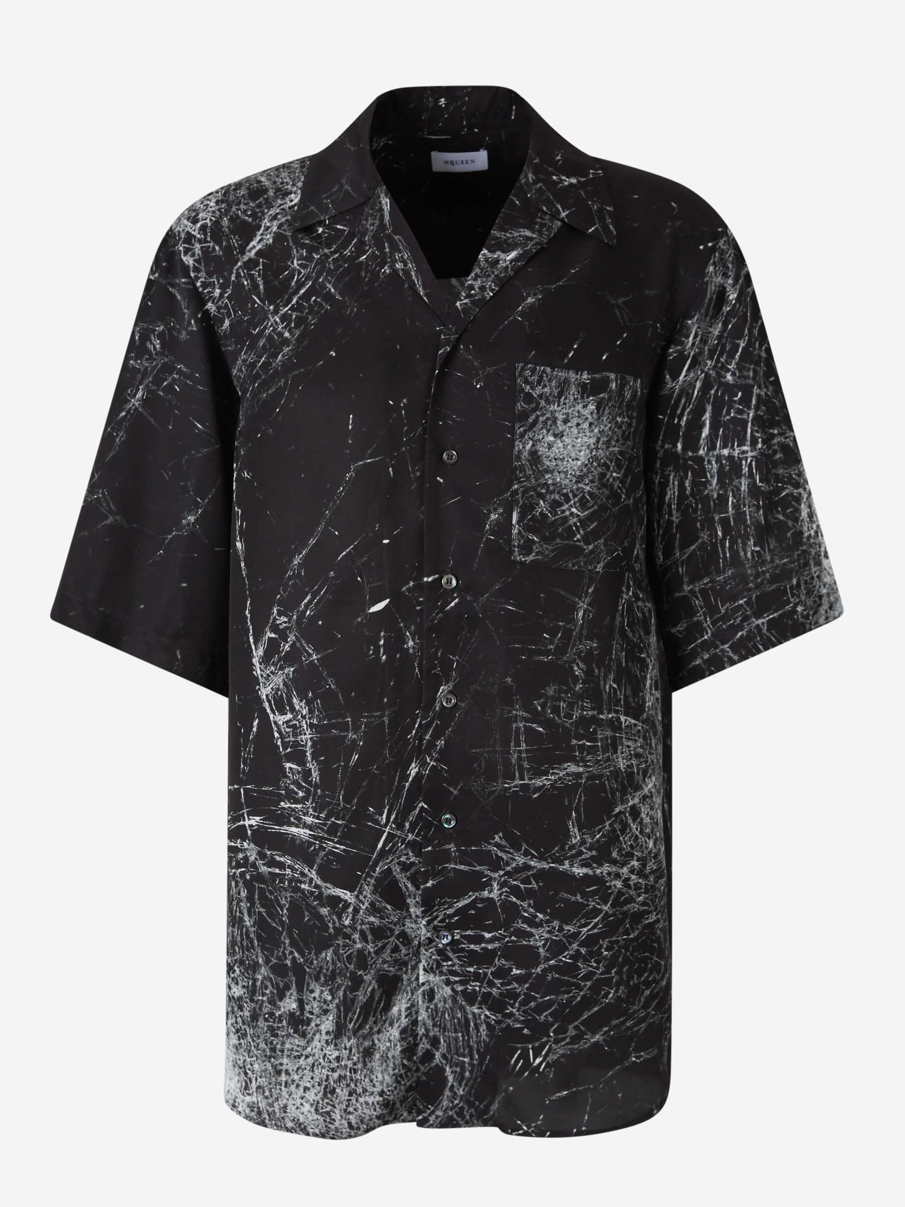 Alexander McQueen Camisa Smashed Screen color Negro sku 531-006381 01 - Foto 1