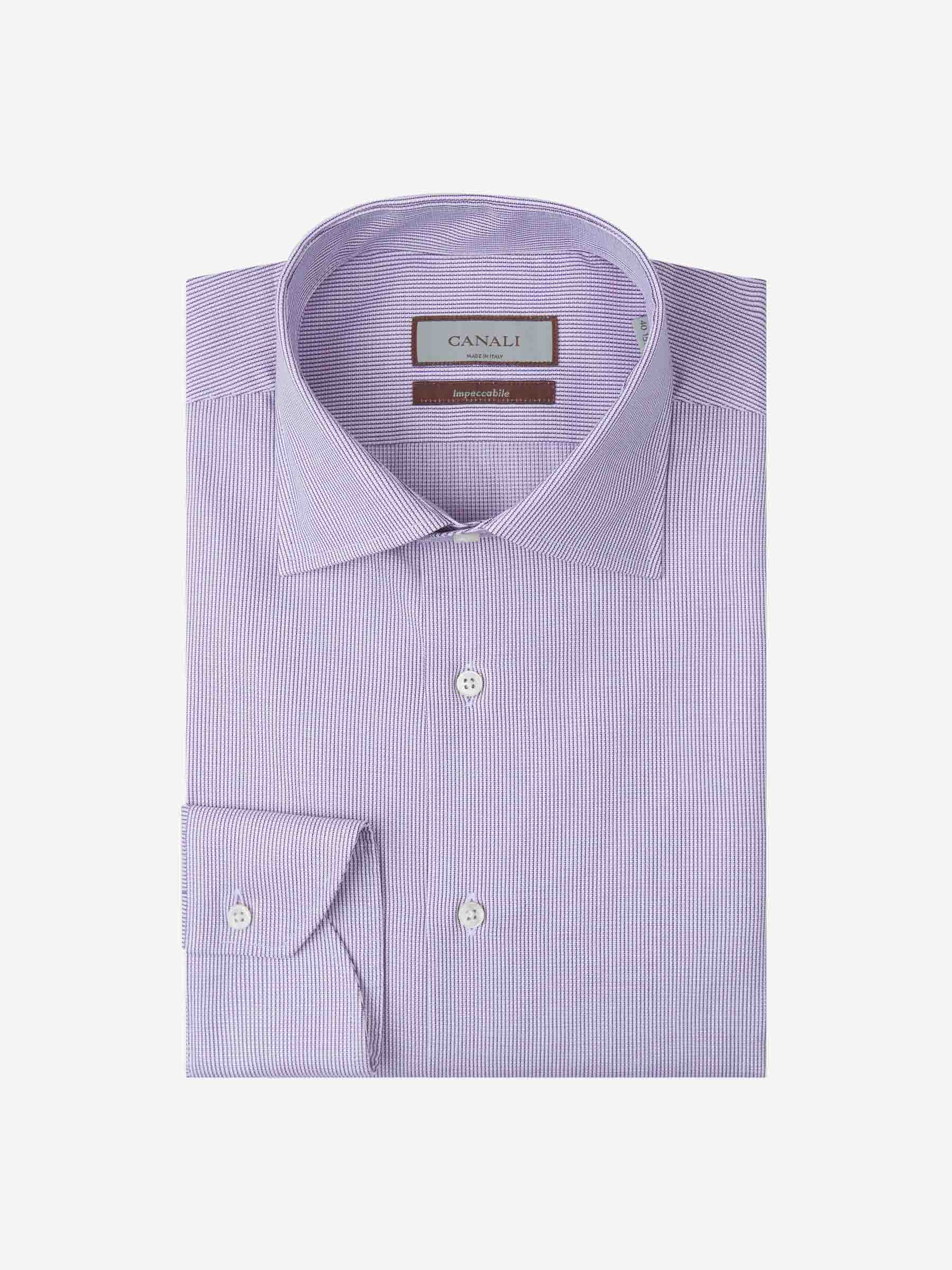 Canali Camisa Micro Cuadros color Lavanda sku 401-003134 01 - Foto 1