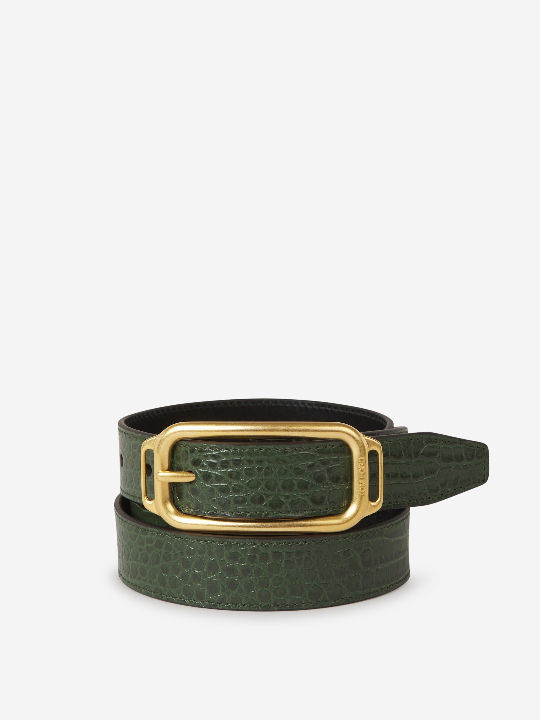 Tom Ford Cinturón Piel Croco color Verde Oscuro sku 621-000252 02 - Foto 1