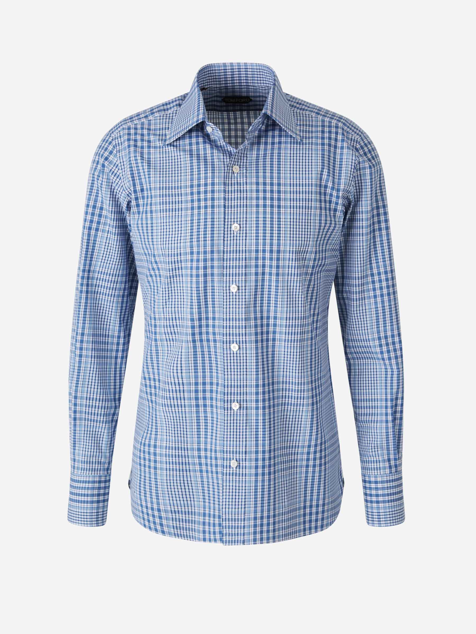 Tom Ford Camisa Motivo Cuadros color Azul sku 531-006284 01 - Foto 1