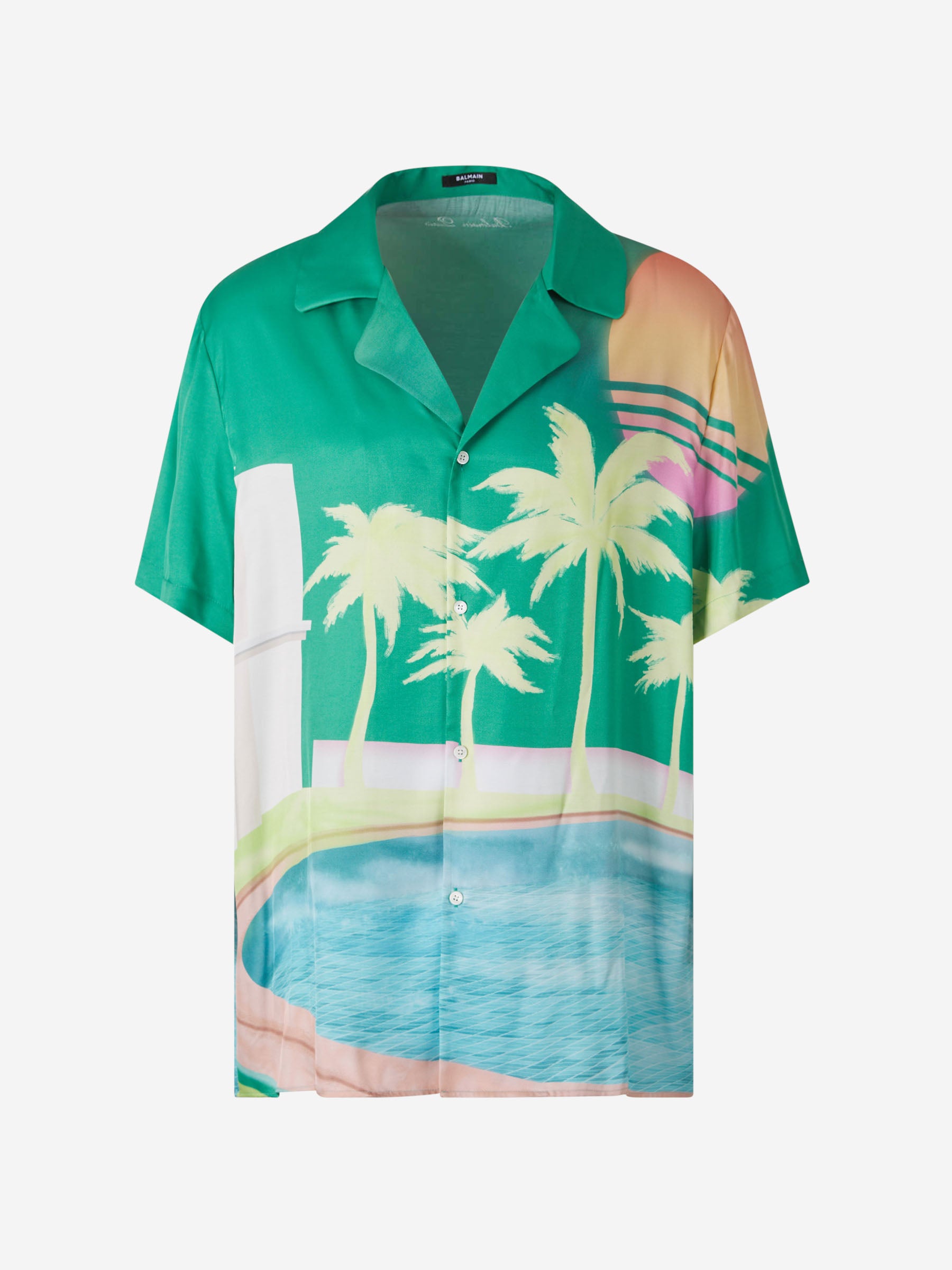 Balmain Camisa Motivo Palm color Verde sku 532-000581 01 - Foto 1