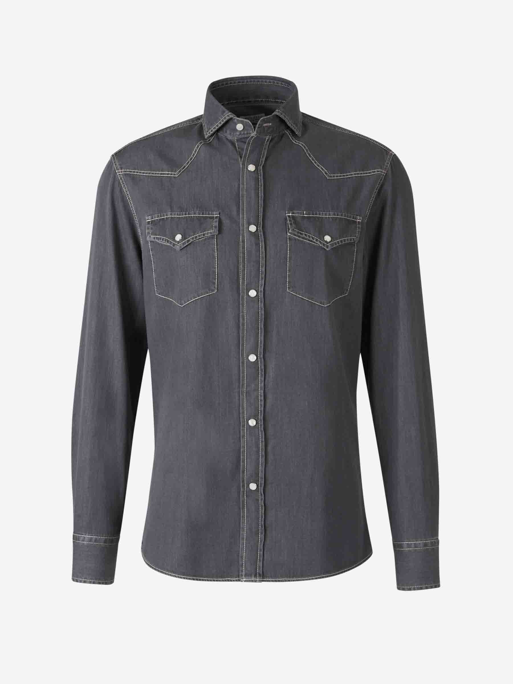 Brunello Cucinelli Camisa Denim Algodón color Azul Denim Oscuro sku 531-006300 01 - Foto 1