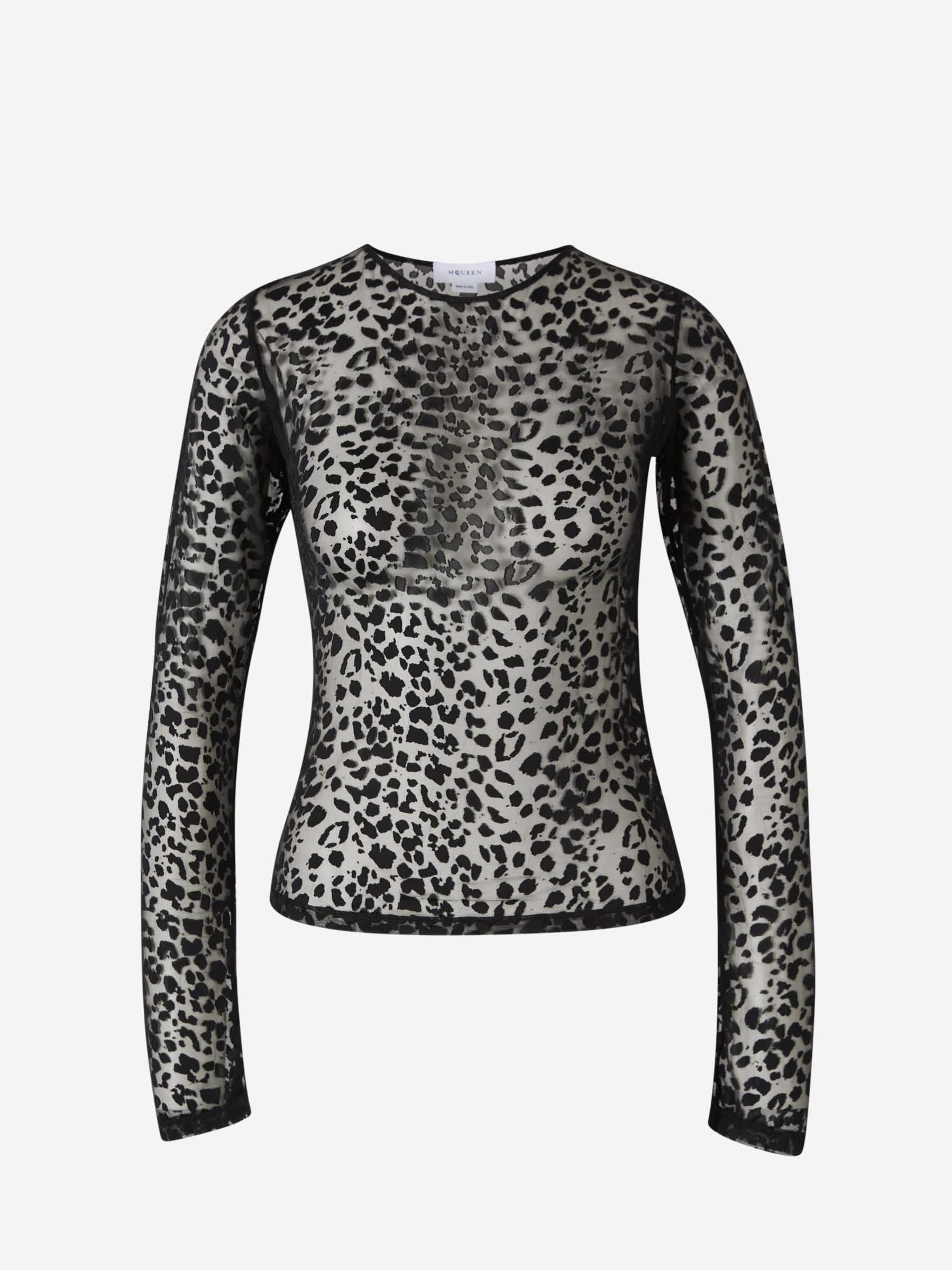 Alexander McQueen Camiseta Motivo Leopardo color Negro sku 711-003229 01 - Foto 1