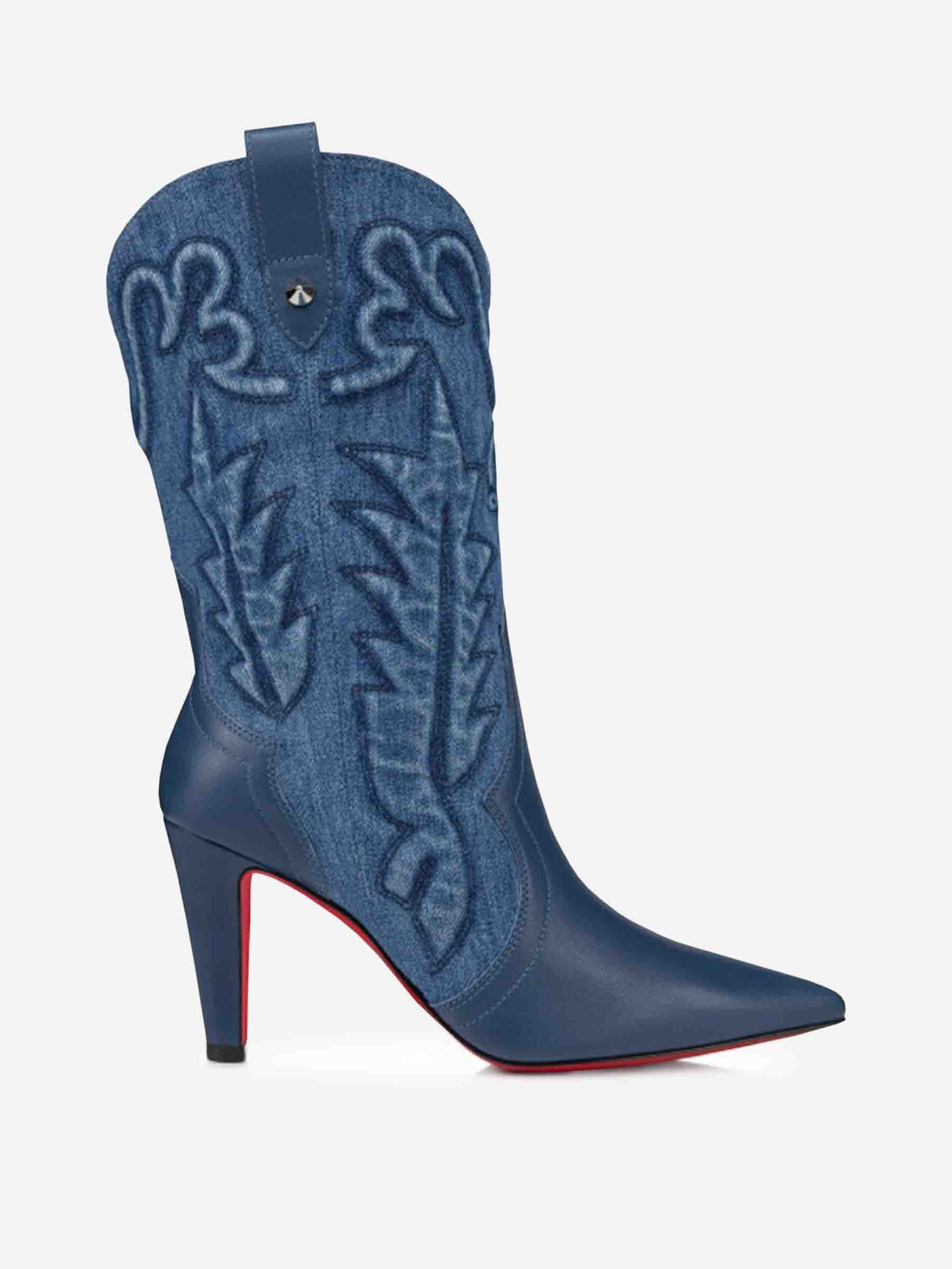 Christian Louboutin Botas Cowboy Santiabooty color Azul Denim Oscuro sku 805-000753 01 - Foto 2