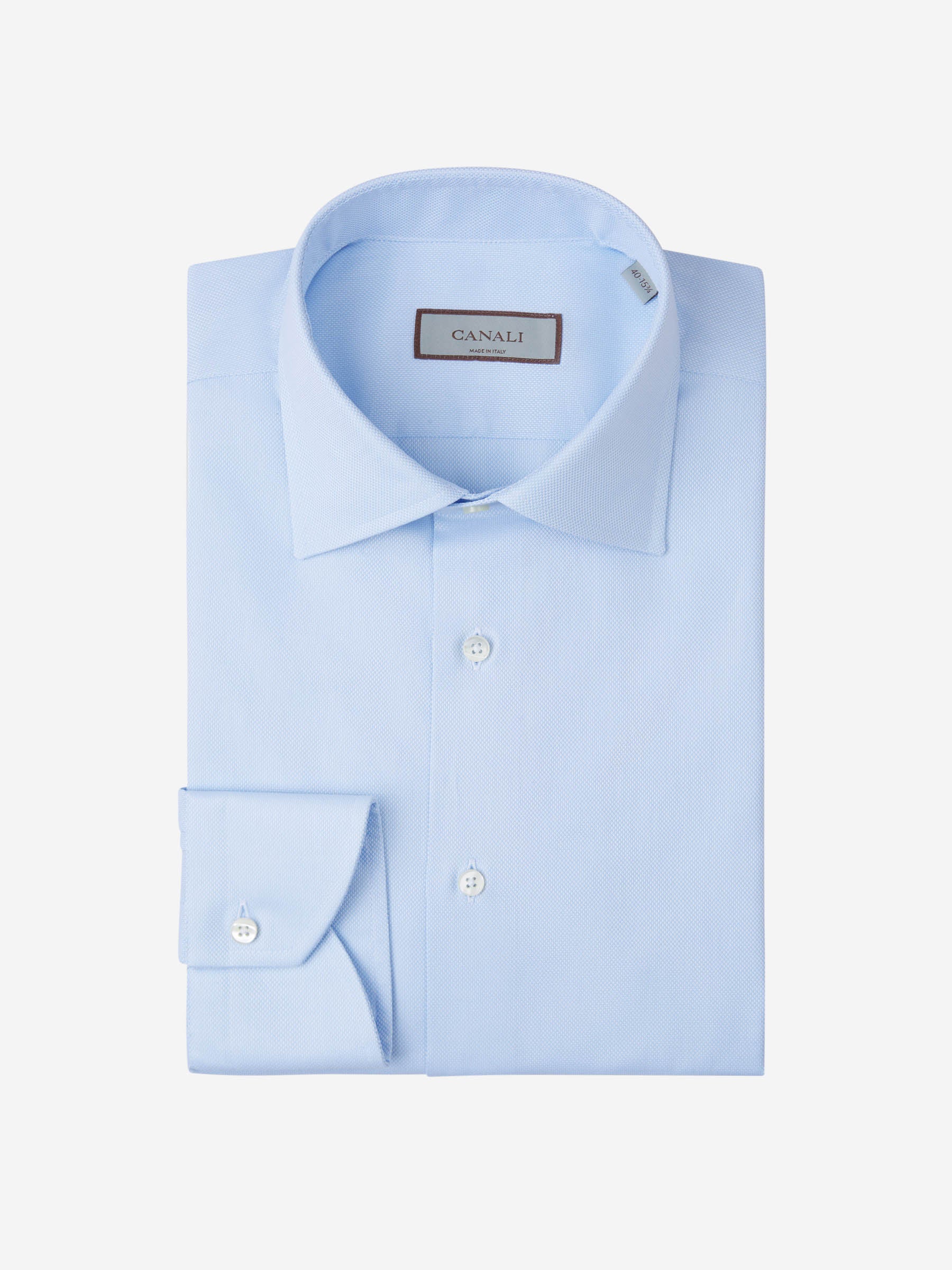 Canali Camisa Algodón Lisa color Azul Celeste sku 401-003128 01 - Foto 1