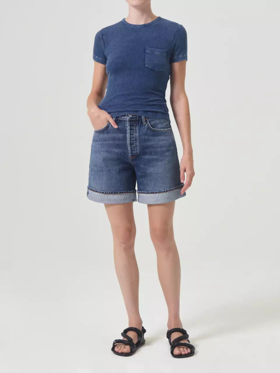 Agolde Shorts Dame Denim color Azul Denim Oscuro sku 762-000480 01 - Foto 1