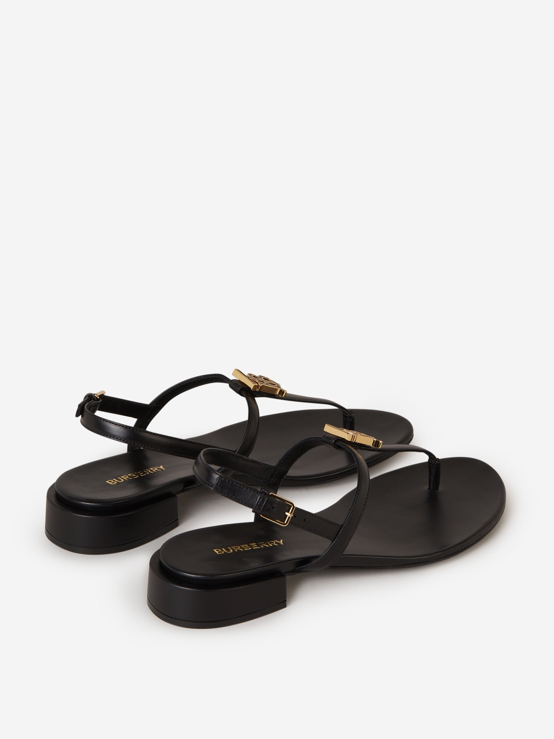 Burberry black flat leather sandals, size 35 | Black leather flats, Leather  sandals, Leather sandals flat